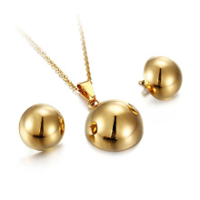 Nouvelle conception en acier inoxydable or boule Boucle d&#39;oreille collier bijoux ensemble